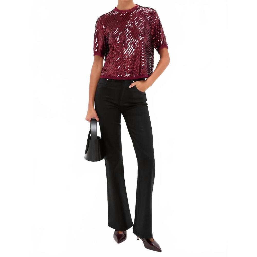 NEW HUNTER BELL pixie top in mulberry sequin